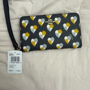 Coach Black and Yellow Heart Pattern Wristlet